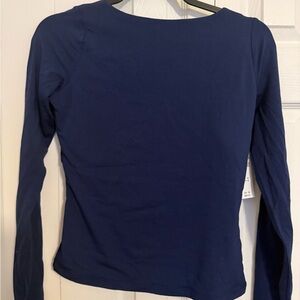 Abercrombie & Fitch Navy Long-Sleeve Open Back Top